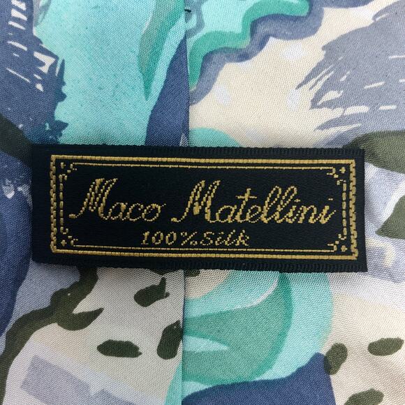 Blue, Green and Cream Abstract Design Tie - Picture 5 of 5